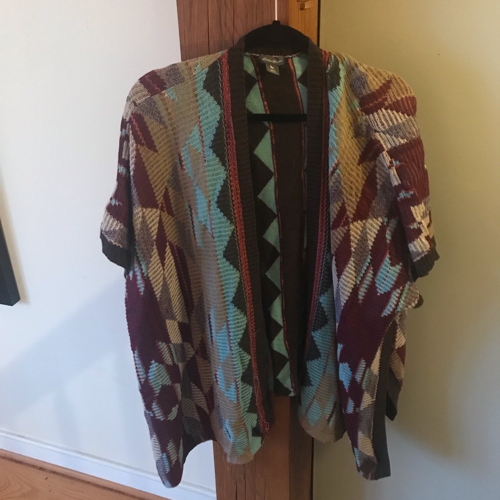 Eddie Bauer short sleeve cardigan sweater